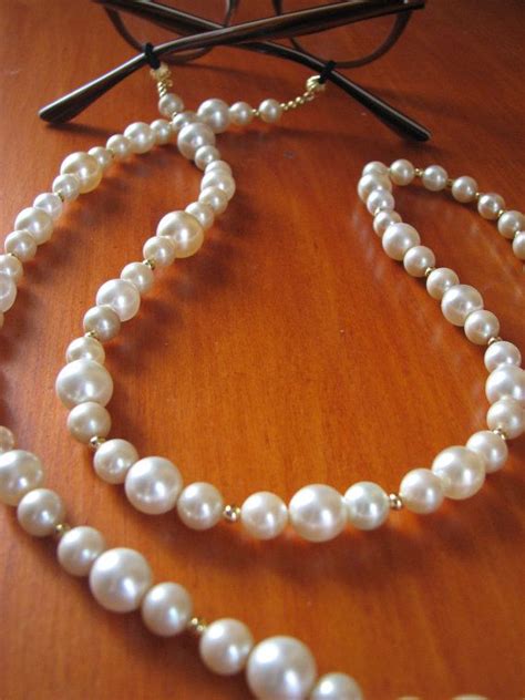 Glass Pearl Eyeglass Chain And Business Id Badge Lanyard Beaded