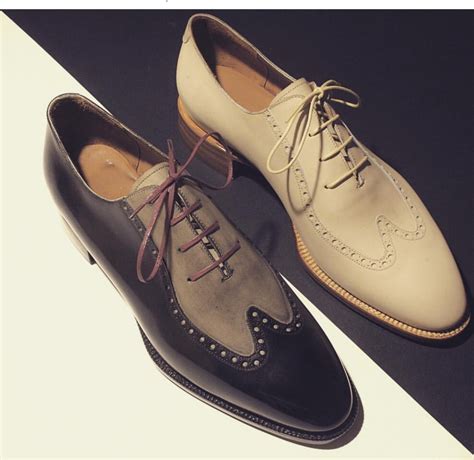 Handmade Two Tone Wing Tip Lace Up Shoes Oxford Leather Shoes Dress Formal