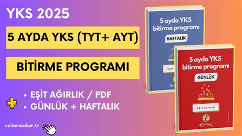 5 Ayda YKS TYT AYT Bitirme Programı Eşit Ağırlık 2025 Tayfa