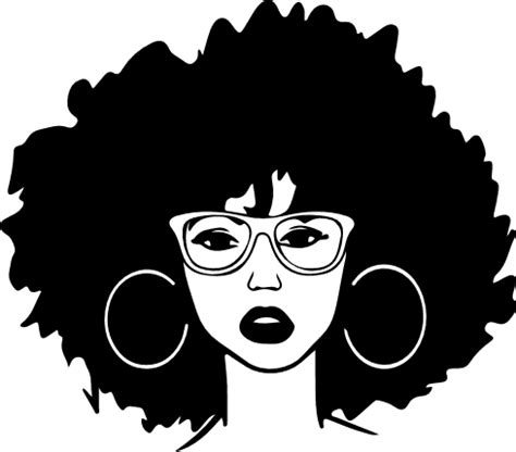 Curly Hair Girl With Glasses And Earrings Black Woman Free Svg File