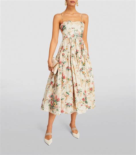 Womens Erdem White Linen Sleeveless Midi Dress Harrods Uk