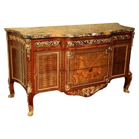 Louis Xv Style Marquetry Inlaid Commode With A Marble Top By Sormani