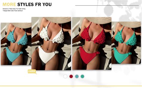 Amazon OYOANGLE Women S 2 Piece Bikini Sets Tie Halter String Triangle Bathing Suits