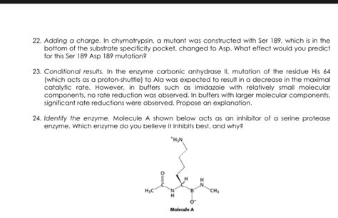 Solved Adding a charge. In chymotrypsin, a mutant was | Chegg.com 