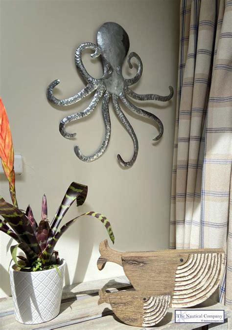 Metal Tin Octopus Wall Art Coastal Home Decor THE NAUTICAL COMPANY UK