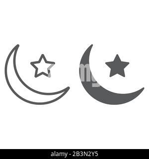 Islamic Crescent Glyph Icon Arabic And Islam Moon And Star Sign