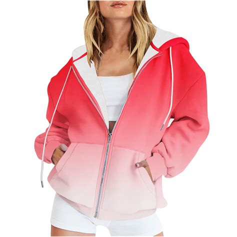 Annhoo Zip Up Hoodies For Women Plus Szie Long Sleeve Oversized