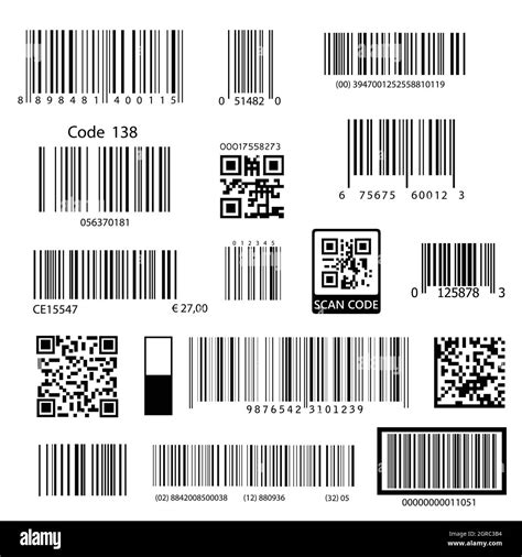 Barcodes. Supermarket scan code bars and qr codes, industrial barcode ...