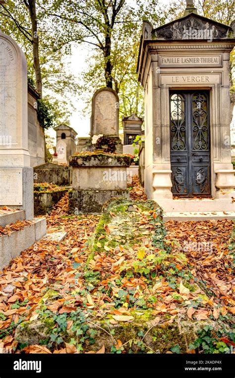 Paris, France - November 2022 : Pere Lachaise Cemetery in Autumn, HDR ...