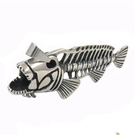 Fanssteel Stainless Steel Jewelry Fish Skeleton Pendant Fsp W In