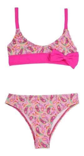 Bikini Nena Estampada Recorte Y Moño Colores Mare Moda 17219