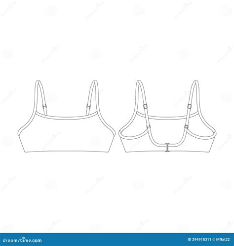 Template Scoop Bikini Top Vector Flat Design Outline Clothing Collection Stock Vector