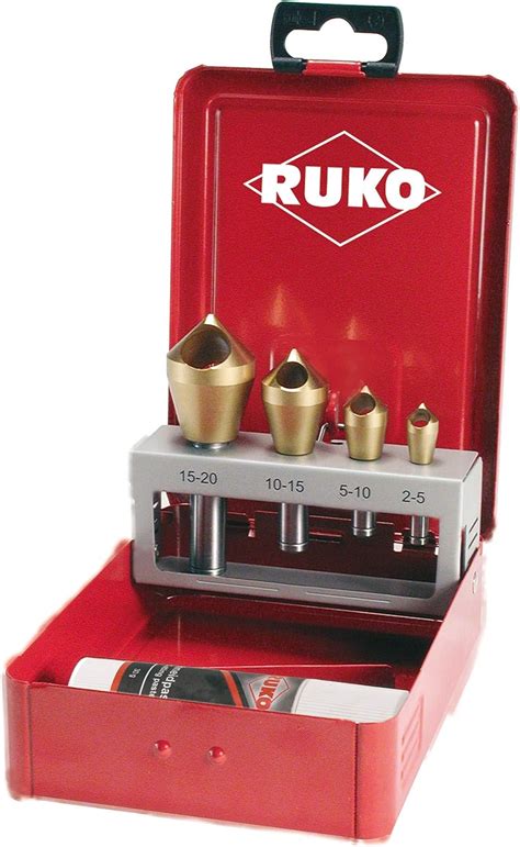 RUKO HSS Slotted Taper And Deburring Counter Sinker Set In Steel Case