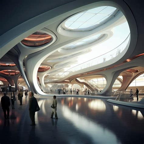 Premium Ai Image Image Of Futuristic Airport Terminal Generative Ai