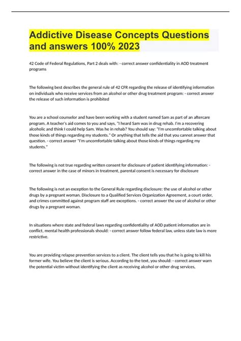 Addictive Disease Concepts Questions and answers 100% 2023 - AOD