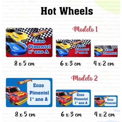 Etiqueta Escolar Hot Wheels Kit Etiquetas Elo Produtos
