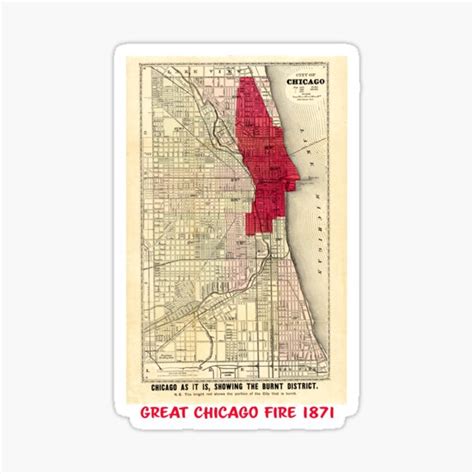 "Great Chicago Fire Old Map 1871 - Historic Maps" Sticker for Sale by ...