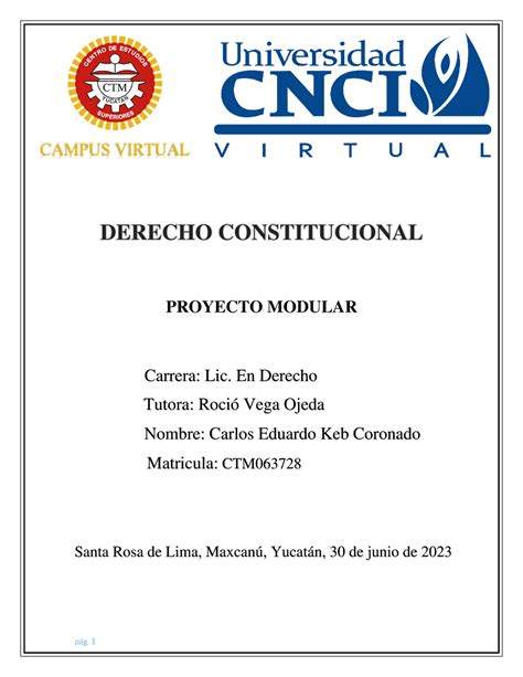 Proyecto Modular Derecho Constitucional Proyecto Modular Campus