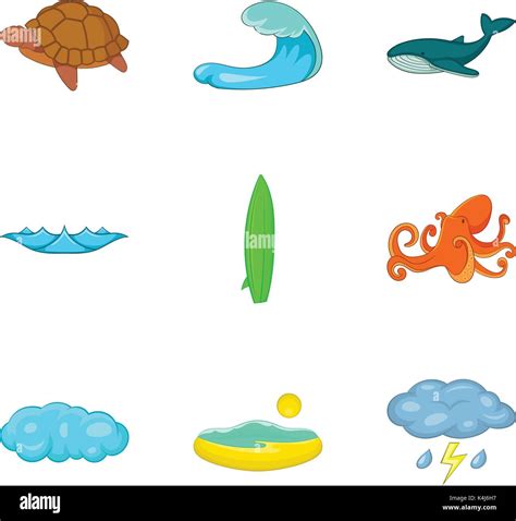 Tide icons set, cartoon style Stock Vector Image & Art - Alamy