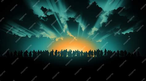 Premium Photo | Silhouette of a crowd of people at sunset Vector ...