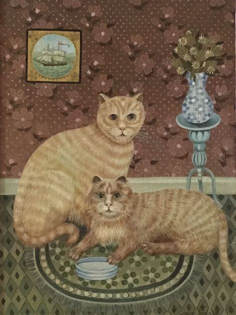 Portrait Of A Charming Pair Of Naive Cats Naive Art Naive Cats