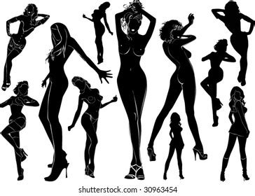 Vector Black Silhouettes Beautiful Nude Womans Stock Vector Royalty Free Shutterstock