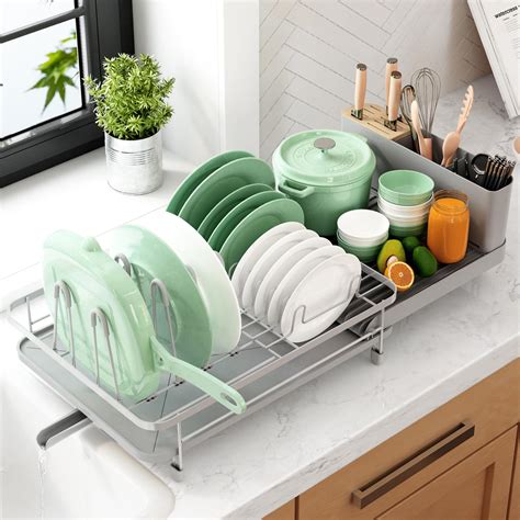 Kitsure Kitchen Dish Drying Rack Extendable Dish Rack Wlarge Capacity Dish Rack For Kitchen