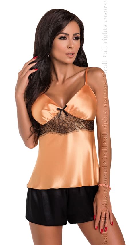 Orange Black Satin Sexy Lingerie Set BEDTIME 𓆩𓆪 FLIRT