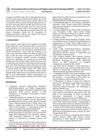 IRJET - Smart Traffic Control System using RFID | PDF 