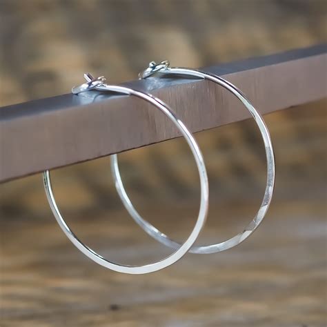 Large Hoop Earrings 30mm Hoops Sterling Silver Polished Etsy