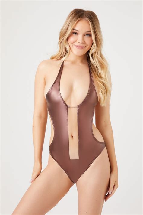 Forever 21 Metallic One Piece Swimsuit Brown Forever21usa