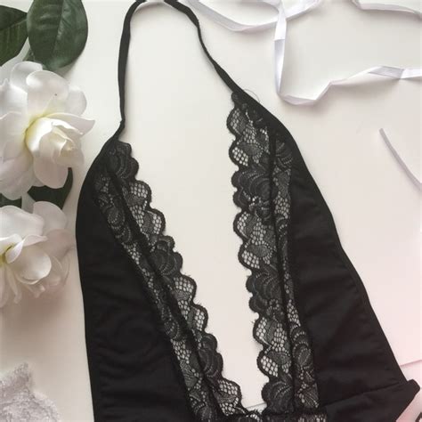 Intimates Sleepwear Sexy Black Lacie Trim Open Back Teddy Lingerie Poshmark