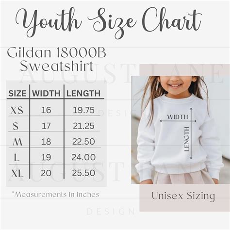 Gildan 18000b Size Chart Gildan Youth Sweatshirt Size Chart Gildan