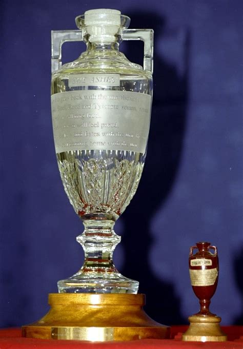 The new Ashes Trophy with old urn