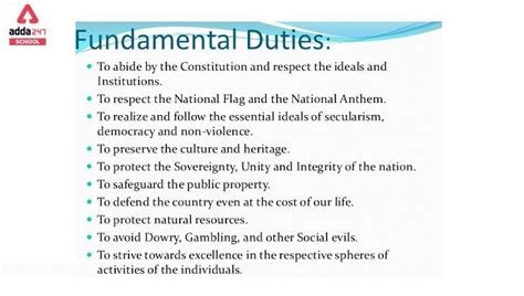 11 Fundamental Duties Of India Article And Amendments List