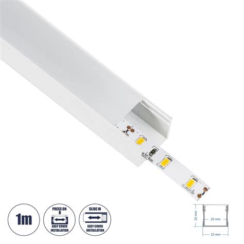 Led Strip Aluminum Profile With Base And Heatsink Milky White Cover