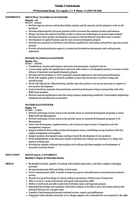 Materials Engineer Resume Samples | Velvet Jobs