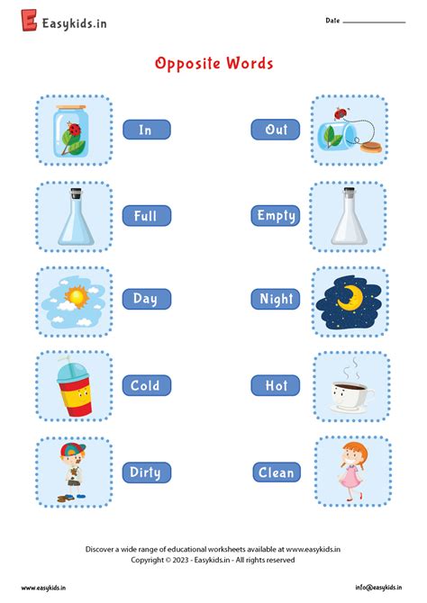 opposite words worksheet for ukg - EasyKids.in 