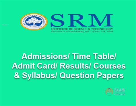 SRM University Courses and Syllabus 2022| Download Here - Exam Updates