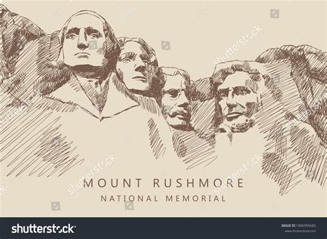 Sketch Mount Rushmore National Memorial South Stock Vector Royalty