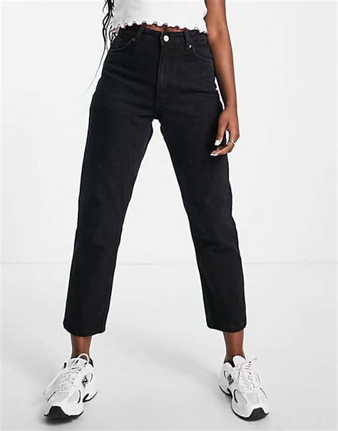 Monki Taiki High Waist Mom Jean In Black Asos