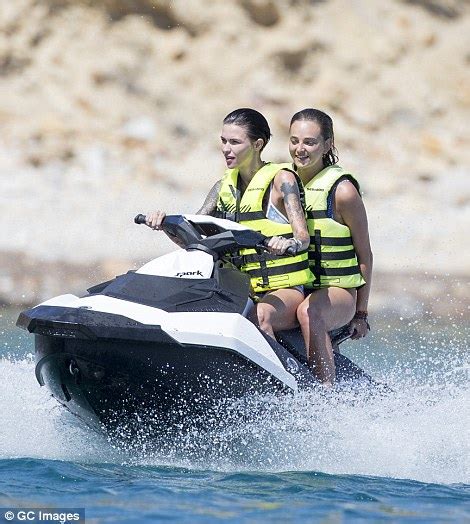 Ruby Rose Shows Off Her Tattooed Bikini Body In Blue Two Piece In Ibiza Daily Mail Online