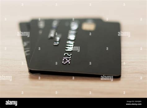 Three black credit cards. Plastic card. Contactless payment Stock Photo ...