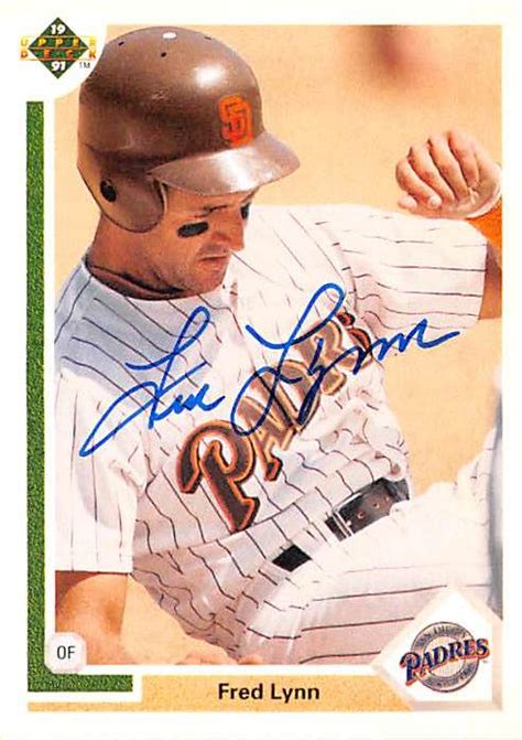 Fred Lynn autographed baseball card (San Diego Padres) 1991 Upper Deck #273