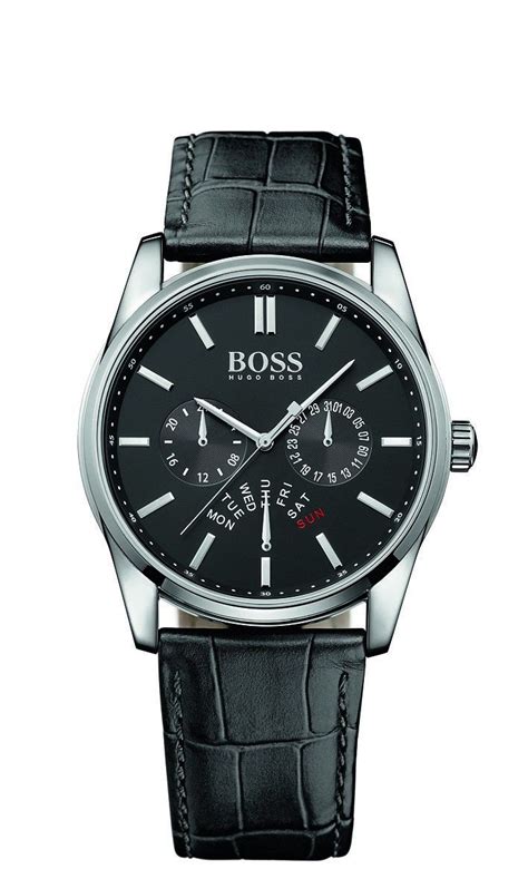 Hugo Boss Heritage Black Leather Mens Watch 1513124 Mens Watches