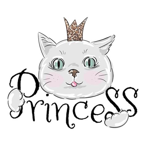 Premium Vector Cute Princess Cat With A Glitter Crown