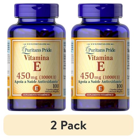 (2 pack) Puritan's Pride Vitamin E 1000 IU Softgels, 100 Rapid Release ...