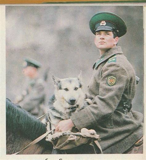 Soviet border guard on horseback with his German shepherd dog. | Border ...