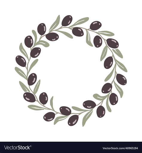 Olive branch wreath hand drawn natural Royalty Free Vector