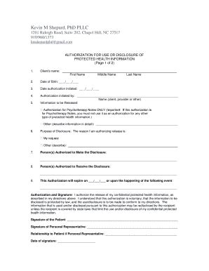 Fillable Online Authorization For Use Or Disclosure Of Kevin M